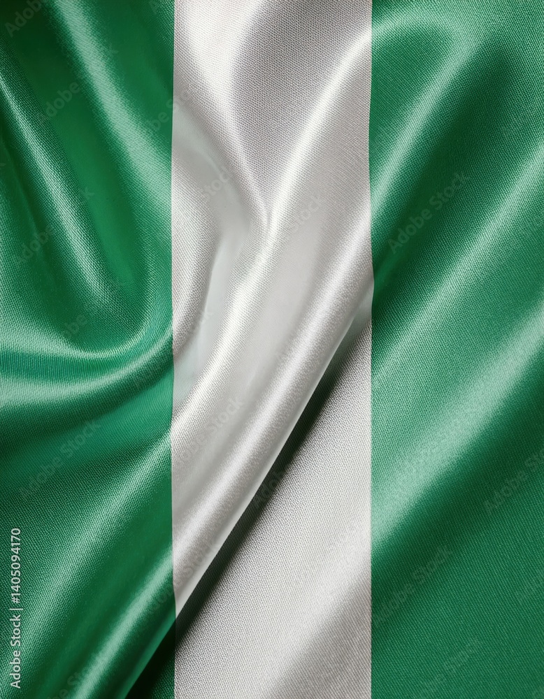 Obraz premium Silky nigerian flag fabric waves displaying green and white stripes