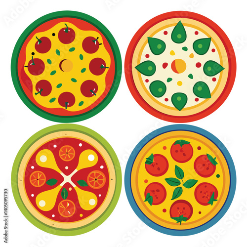 Pizza Slice Set with Colorful Toppings