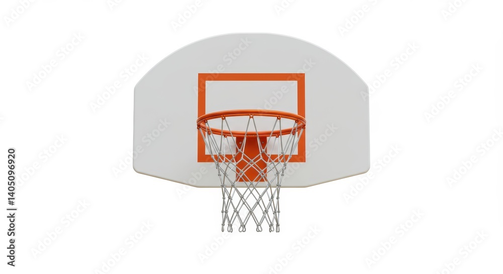Basketball Hoop with Net and Backboard on White Background Basketball Hoop with Net and Backboard on White Background