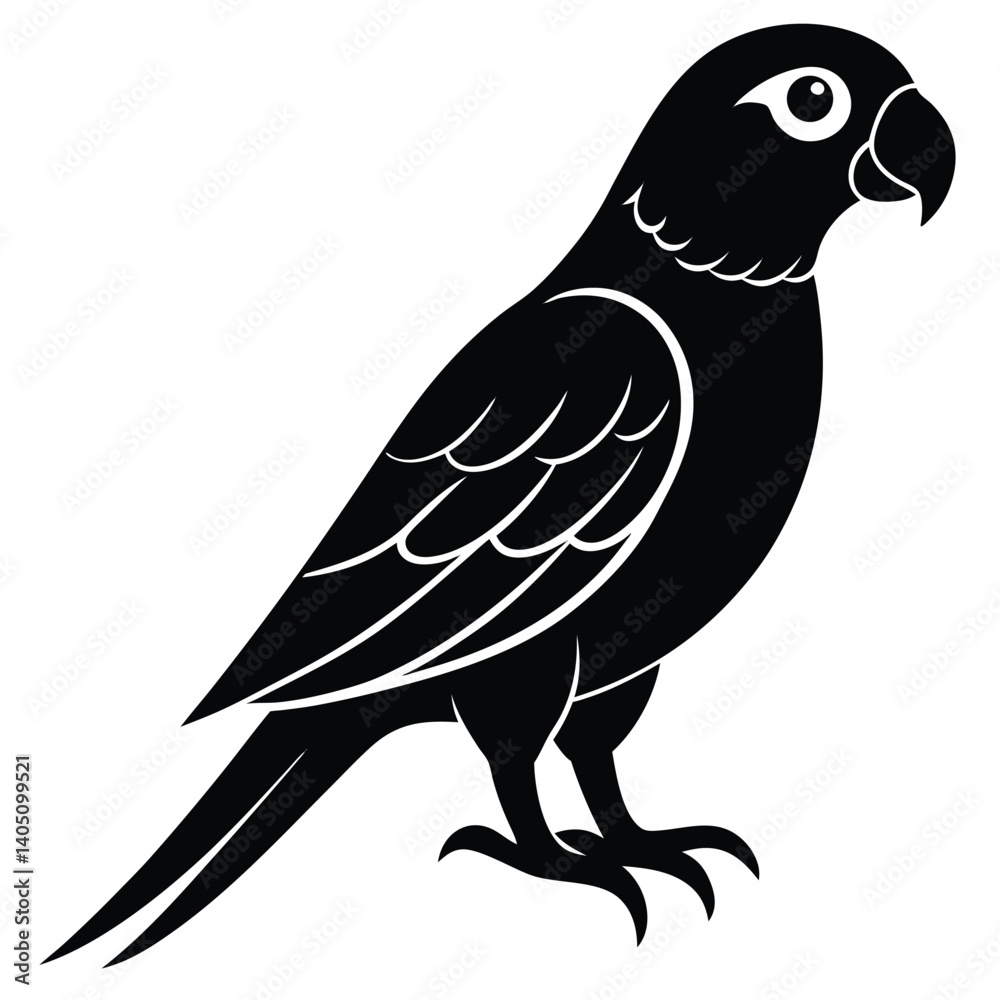Fototapeta premium Black bird silhouette vector illustration, wild nature art