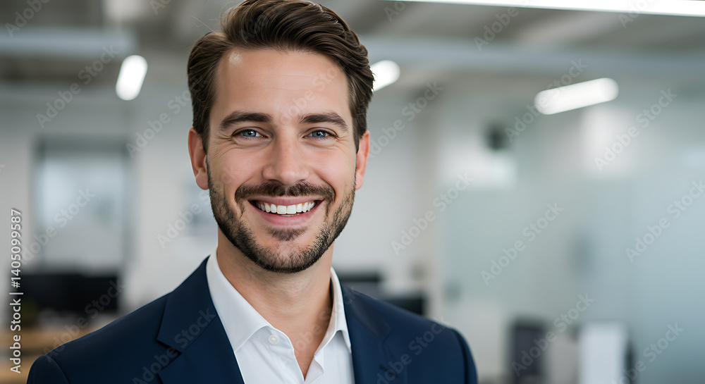 custom made wallpaper toronto digitalConfident Professional Portrait: Smiling Businessman in Modern Office AI Generated