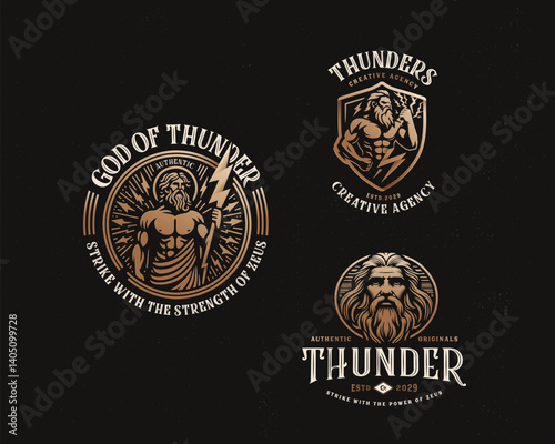 Goddess Lighting Zeus thunder logo template for team sport business