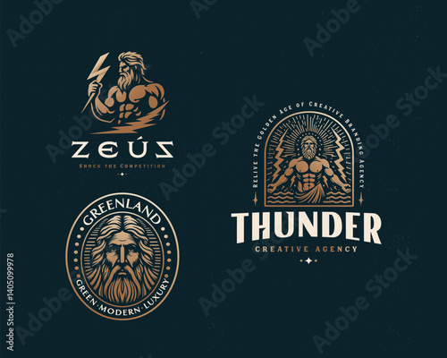 Goddess Lighting Zeus thunder logo template for team sport business