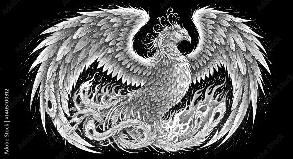 Obraz premium Phoenix Rising from Flames