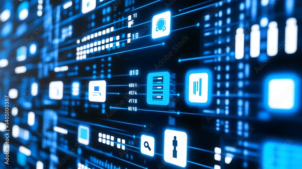 Fototapeta premium Complex network of digital information and data streams.