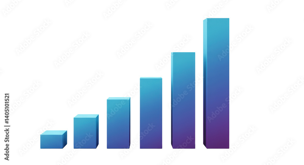 Isolated Blue Bar Graph Increasing Isolated Blue Bar Graph Increasing