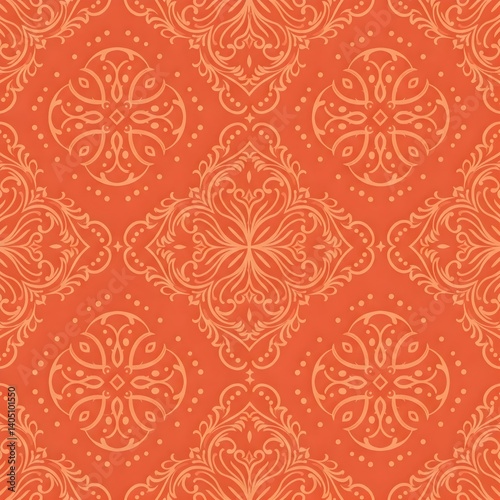 Seamless traditional fabric pattern with intricate timeless designs.