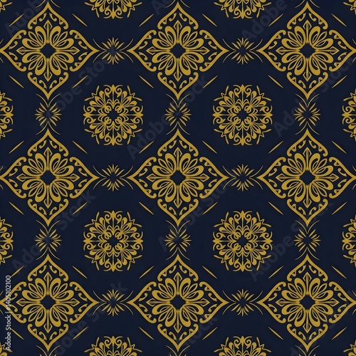 Seamless traditional fabric pattern with intricate timeless designs.