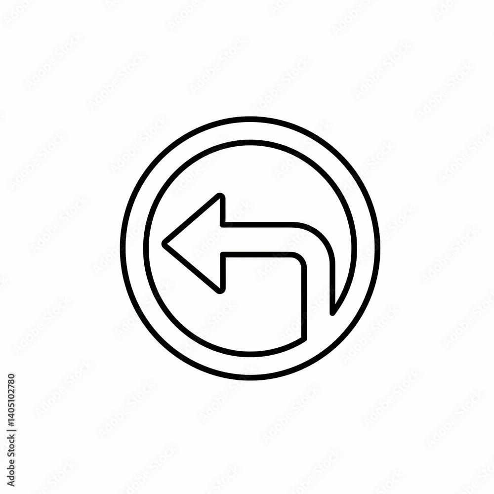 Vector Illustration of a Left Turn Arrow Icon in a Circle Vector Illustration of a Left Turn Arrow Icon in a Circle