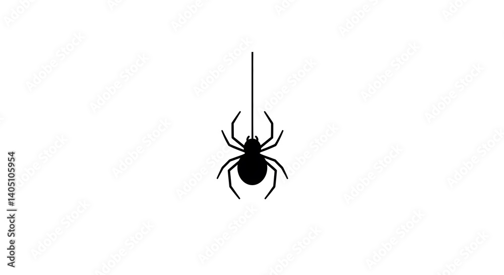 Simple Spider Silhouette Hanging Illustration Simple Spider Silhouette Hanging Illustration