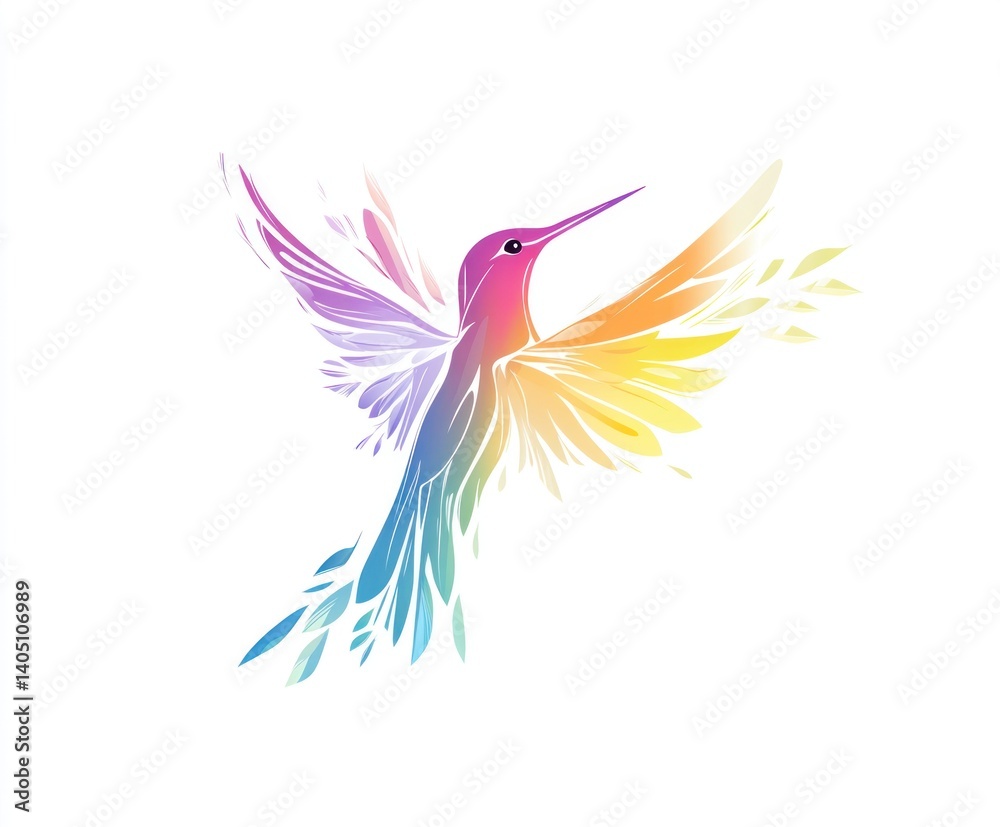 Fototapeta premium A Colorful Bird in Flight Depicted with Abstract Style