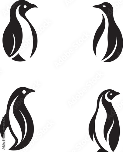 Silhouette set of penguins