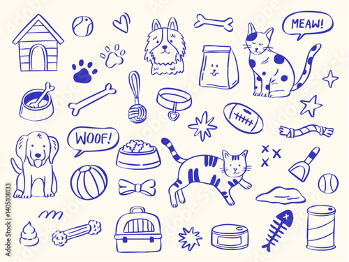 pet doodle illustration set