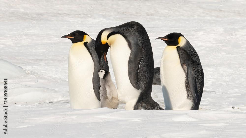 Obraz premium Emperor Penguins with chicks in Antarctica 