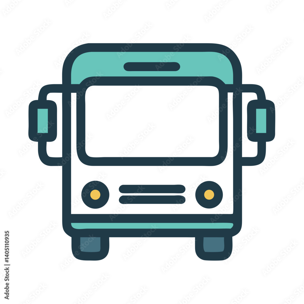 Bus Front Icon Representing Public Transportation and Commuter Services Bus Front Icon Representing Public Transportation and Commuter Services