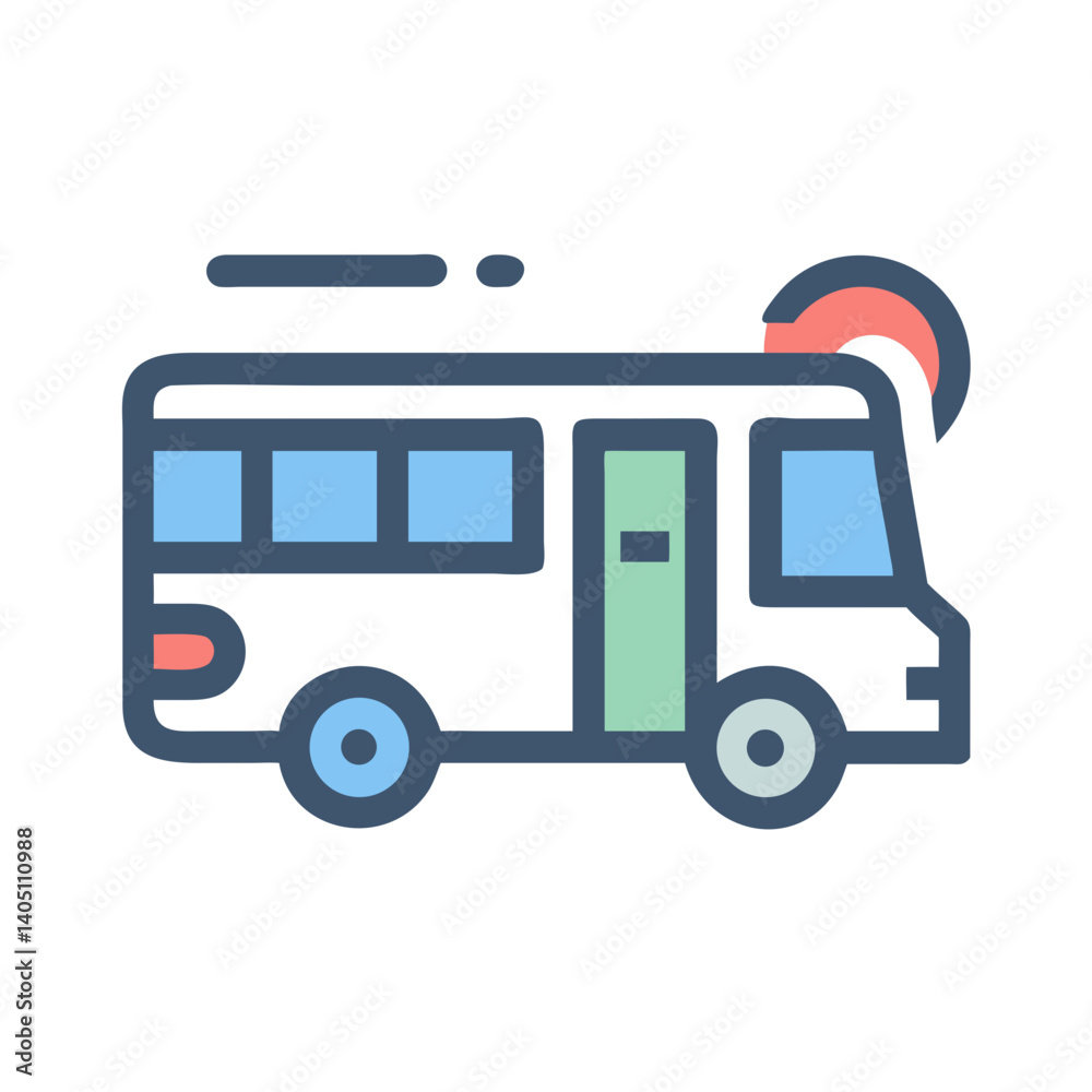 Bus Side View Icon Representing Public Bus and Public Transport Bus Side View Icon Representing Public Bus and Public Transport