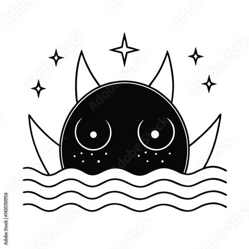 eyes glowing under sea
