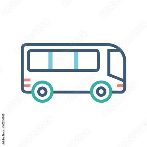 Bus Side View Icon Representing Public Bus and Public Transport