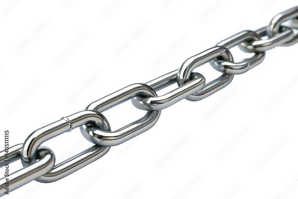 Close-up view of a steel chain linking interconnected metal loops for secure fastening in various applications Close-up view of a steel chain linking interconnected metal loops for secure fastening in various applications