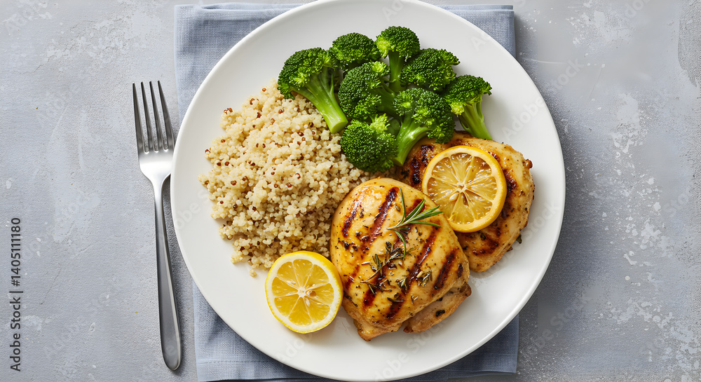 Grilled Chicken With Quinoa And Broccoli For Healthy Balanced Meal Grilled Chicken With Quinoa And Broccoli For Healthy Balanced Meal