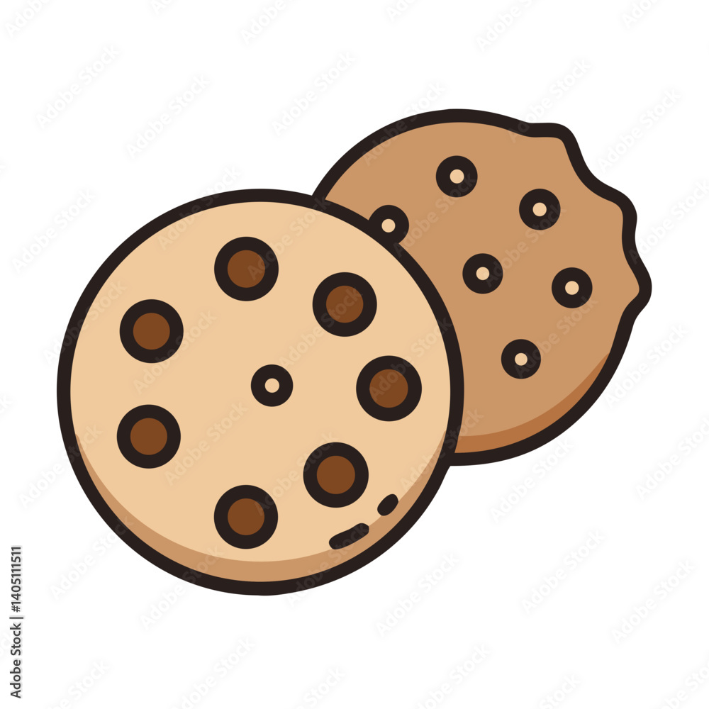 Fototapeta premium Chocolate Chip Cookie Icon Representing Baked Dessert and Sweet Treats
