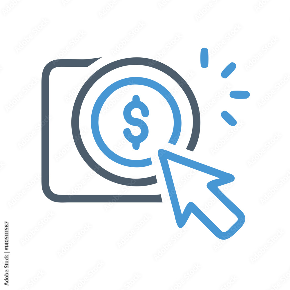 Click to Pay Icon Representing Pay-Per-Click and Online Transactions Click to Pay Icon Representing Pay-Per-Click and Online Transactions