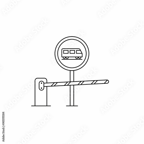 Railway Crossing Gate Barrier Icon Simple Line Art Design photo