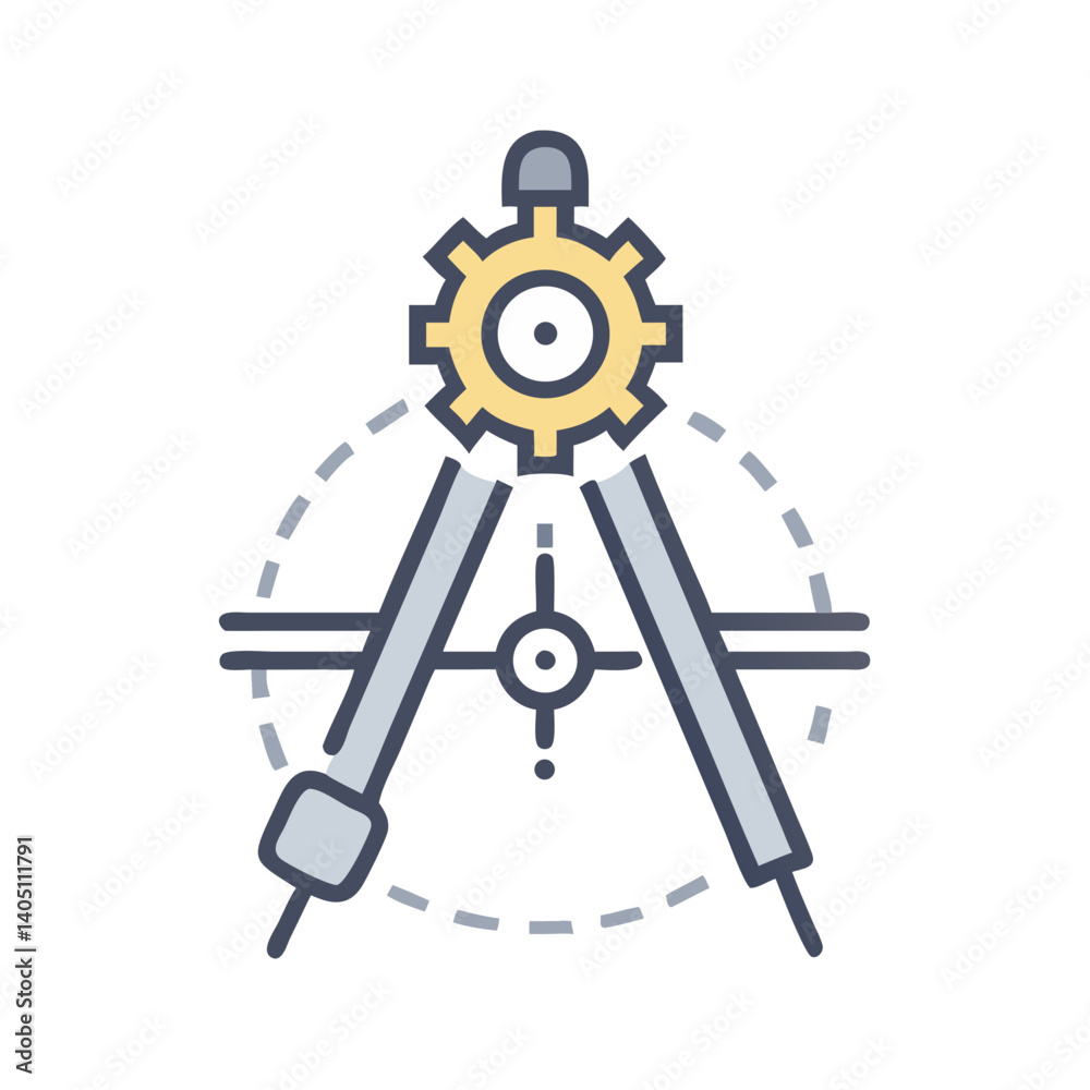 Compass Tool Icon Representing Precision Engineering and Measurement Compass Tool Icon Representing Precision Engineering and Measurement