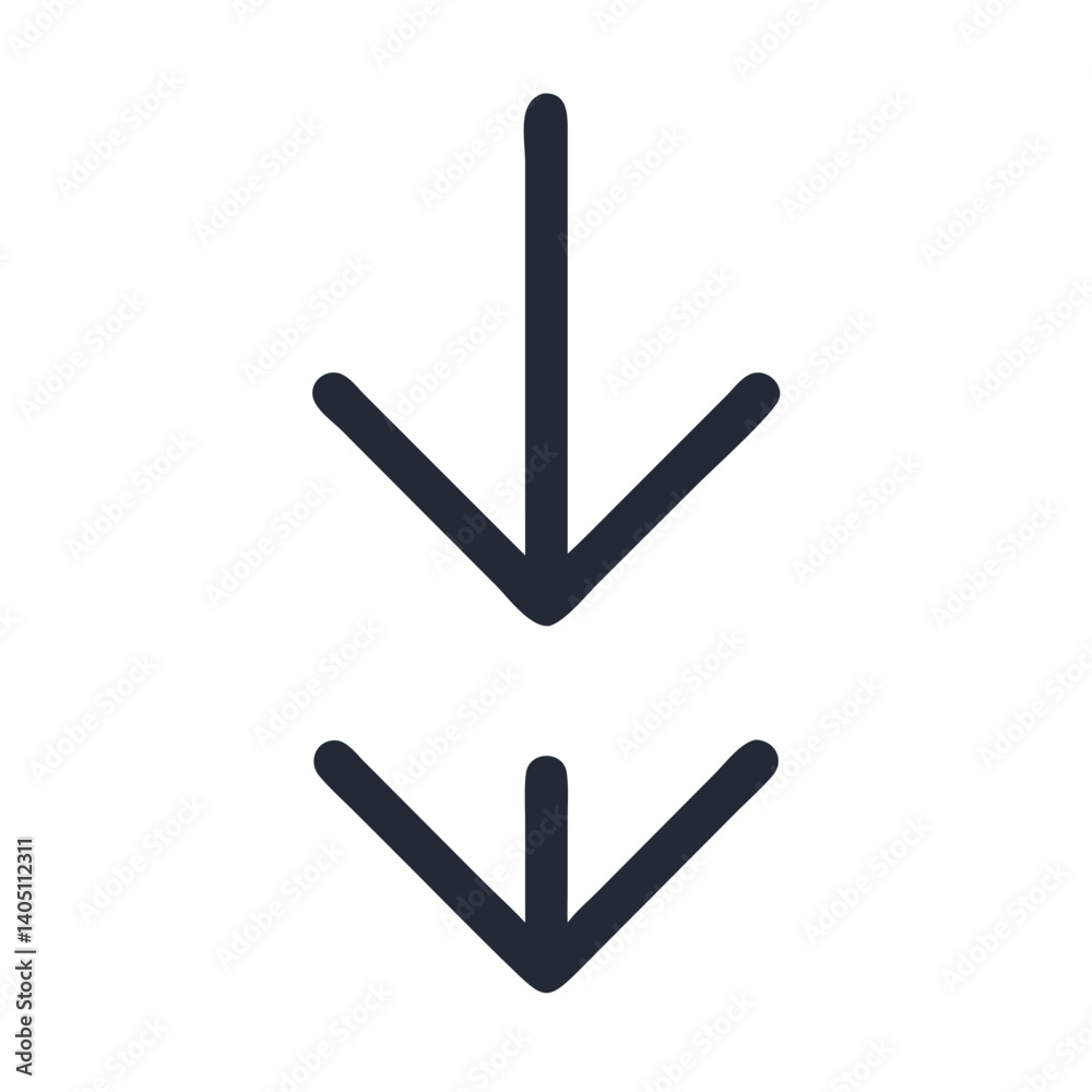 Double Downward Arrow Icon Representing Scroll and Page Navigation