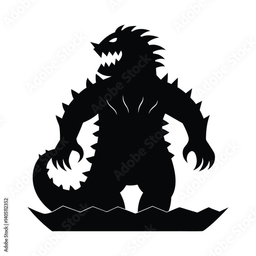 giant sea monster silhouette vector
