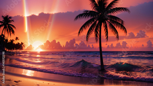 sunset on the beach