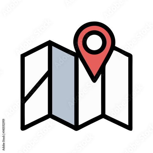 Folded Map with Pin Icon Representing Navigation and Location Discovery