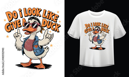 Vector Art Illustration of Cool Duck with 'Do I Look Like I Give a Duck' Quote – Funny and Sarcastic T-Shirt Design