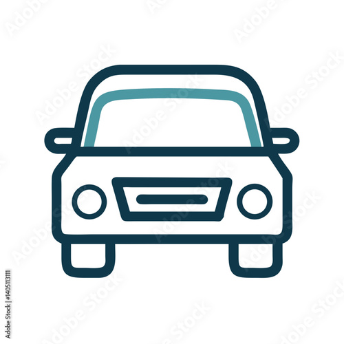 Front Car View Icon Representing Passenger Transport and Vehicle Perspective