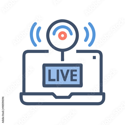 Live Streaming Icon Representing Real-Time Broadcasting and Online Media