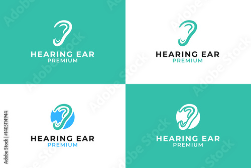 Hearing ear logo design template vector illustration