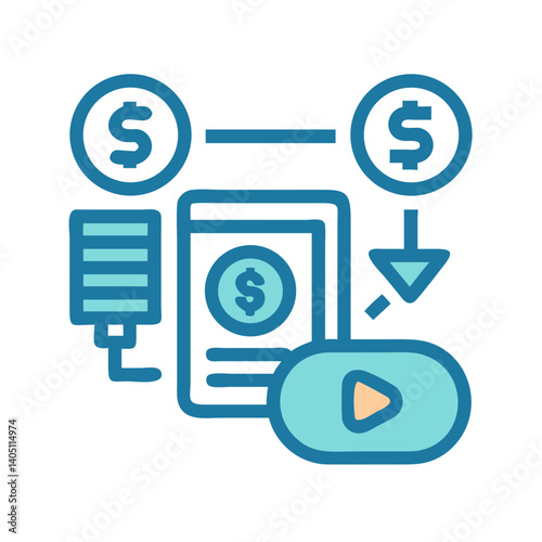 Monetization Upload Icon Representing Paid Content and Revenue Generation