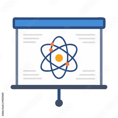 Presentation Slide with Atom Icon Representing Science and Innovation in Education