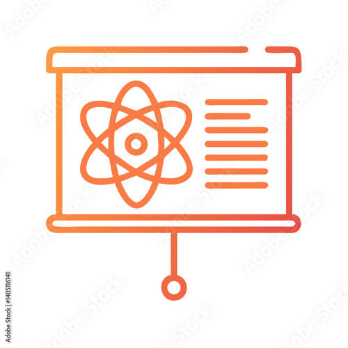 Presentation Slide with Atom Icon Representing Science and Innovation in Education