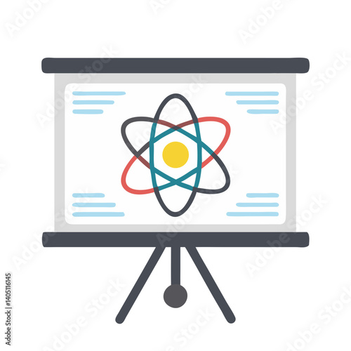 Presentation Slide with Atom Icon Representing Science and Innovation in Education