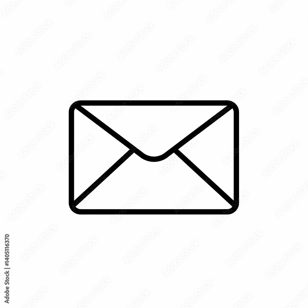 Simple Envelope Icon Line Art Graphic for Communication, Messaging, and Email