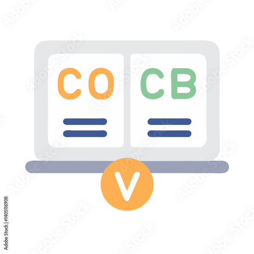 Presentation Slide with Split Layout Icon Representing Comparative Content and Dual Information Display