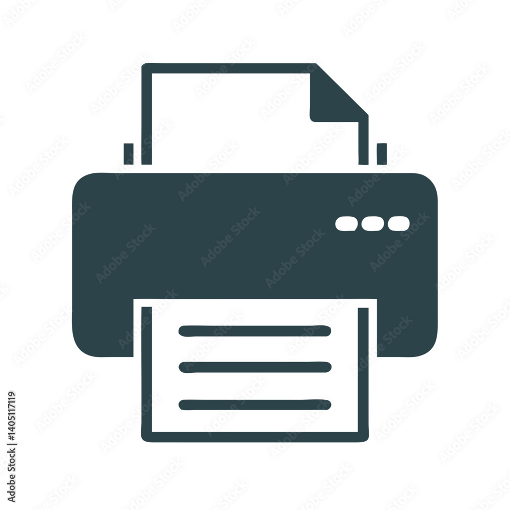 Printer Icon Representing Document Printing and Office Equipment Printer Icon Representing Document Printing and Office Equipment