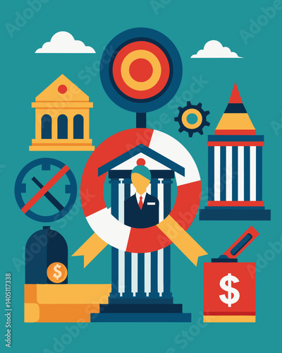 The implementation of stricter regulations and oversight in financial institutions to prevent another economic crisis from occurring.. Vector illustration