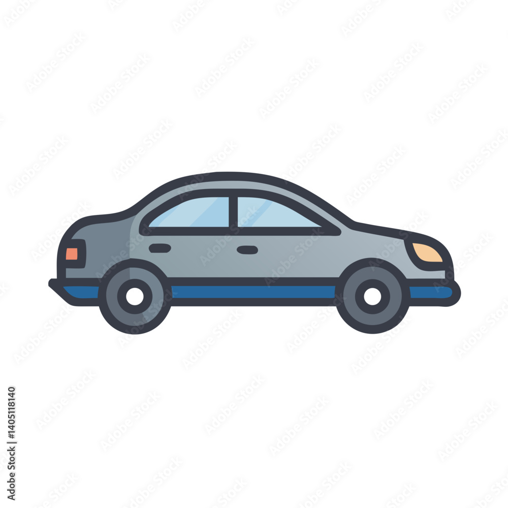 Side Sedan Icon Representing Compact Car and Urban Transportation Side Sedan Icon Representing Compact Car and Urban Transportation