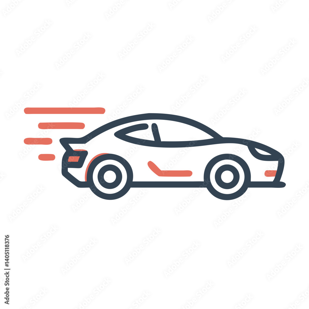 Sports Car Icon Representing High-Speed Vehicle and Performance Driving
