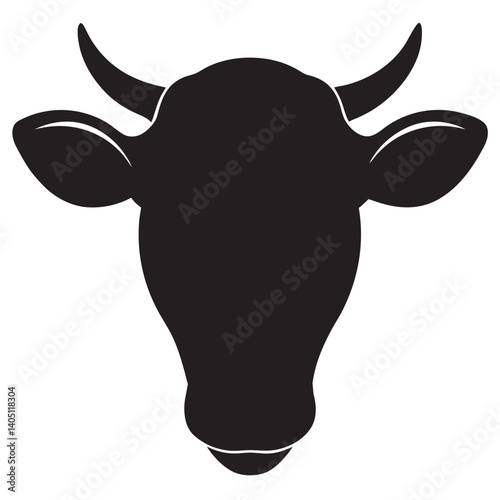 Cow head icon cow head silhouette isolated-white 