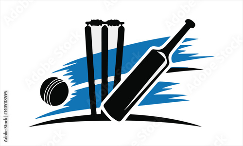 Cricket Wickets Bat Ball Graphic