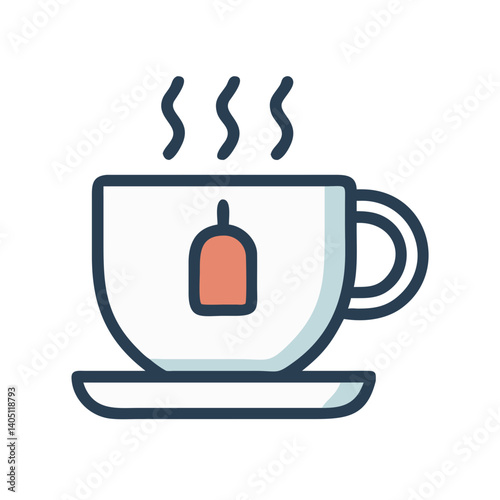 Tea Cup with Teabag Icon Representing Hot Beverage and Relaxation