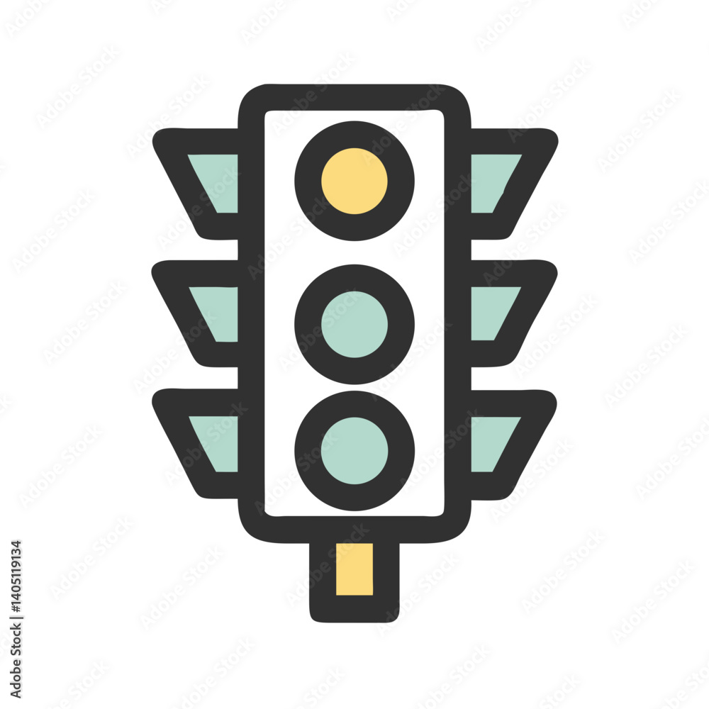 Traffic Light Icon Representing Road Signal Control and Traffic Management Traffic Light Icon Representing Road Signal Control and Traffic Management